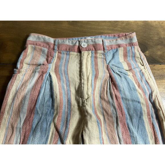 Anthropologie Beachy Wide-Leg Pants Size 2 Linen Blend Striped - Picture 3 of 11